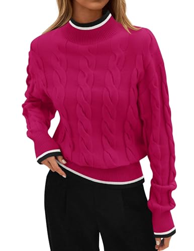 ZESICA Women's Casual Long Sleeve Mock Neck Cable...
