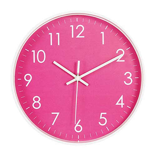 10-Inch Modern Simple Wall Clock Indoor Silent Non-Ticking Quartz Quiet Sweep Movement Battery Operated Wall Clock for Office/Kitchen/Bedroom/School Decorative