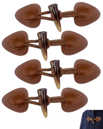 ZenoScope 4 paires de boutons brandebourg en cuir, boutons pour