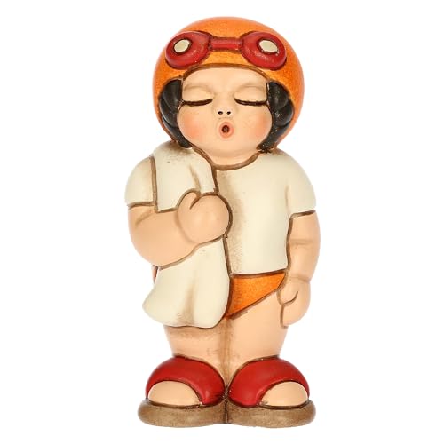 Thun, Bomboniera Campione Di Nuoto In Ceramica Decorata A Mano, Idea Regalo, 3.2 X 3 X 7 Cm H