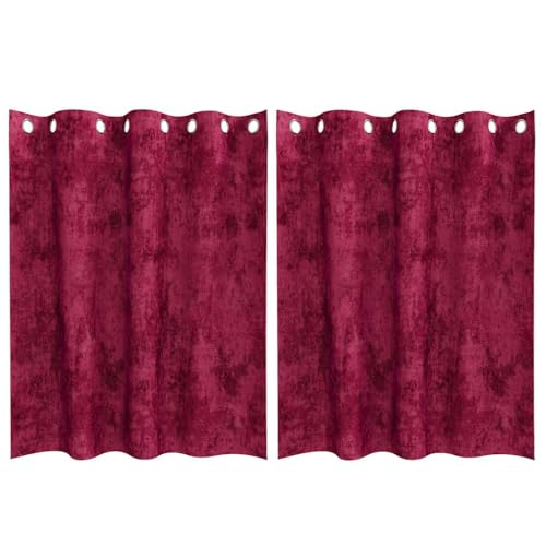POUFGDR Rideaux Velours Rouge Vin 140x140 cm, Paire de 2
