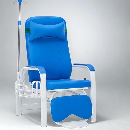 Silla de flebotomía con poste intravenoso, silla reclinable para extracción de sangre para clínica, hospital y uso doméstico