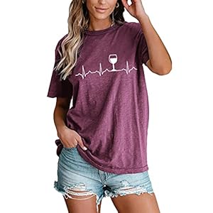 MYHALF-Wine-Heartbeat-T-Shirt-Women-Alcohol-Drinking-T-Shirt-Funny-Letter-Print-Short-Sleeve-Tee-Tops MYHALF Wine Heartbeat T-Shirt Women Alcohol Drinking T Shirt Funny Letter Print Short Sleeve Tee Tops