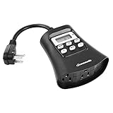 DEWENWILS Outdoor Light Timer, 7-Day Digital Programmable Plug in Digital Outlet Timer with 3 Grounded Outlets for Halloween Landscape Garden Holiday Light, 15A, 1/3 HP UL Listed