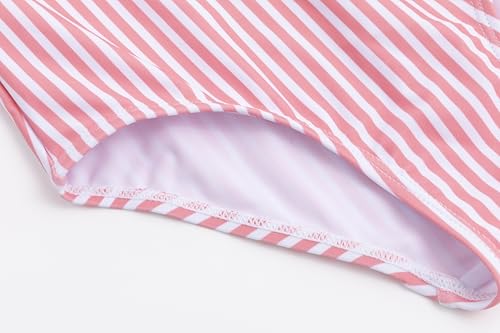 LIZENS Girls one Piece Swimwear Stripe Cute Swimsuit Adjustable Strap for Kids 2-12 Years Beach Bathing Suit4