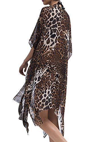 Moss Rose Women's Beach Cover up Swimsuit Kimono with Bohemian Floral Print, Loose Casual Resort Wear