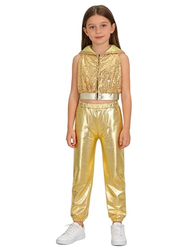 Costume de hip hop à paillettes fille tenue danse jazz 5-16 ans