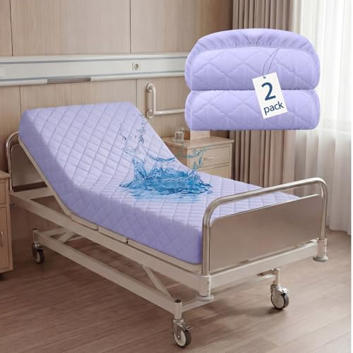Lounsweer 2 Pcs Bed Mattress Protector Waterproof, 84 x 36 x 12in, Purple