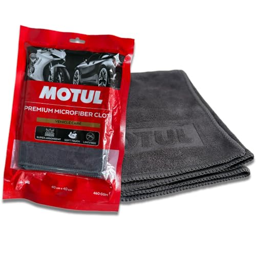 Image of Motul Microfibre Cleaning Cloth 460 GSM - Ultra Soft, High Absorbency, Scratch-Free, Reusable Multipurpose Cloth for Car, Bikes & Glass Cleaning