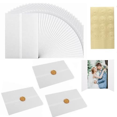 GBACHOOSE 100 chaquetas de papel de vitela translúcidas preplegadas de 6 x 8 pulgadas, chaquetas de papel vitela A5 para invitaciones de boda, baby shower, fiesta de cumpleaños