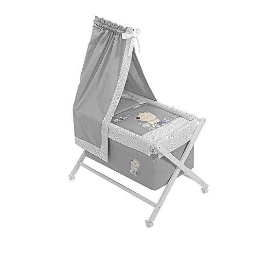 INTERBABY - Minicuna Dosel Nature Azul con Textil