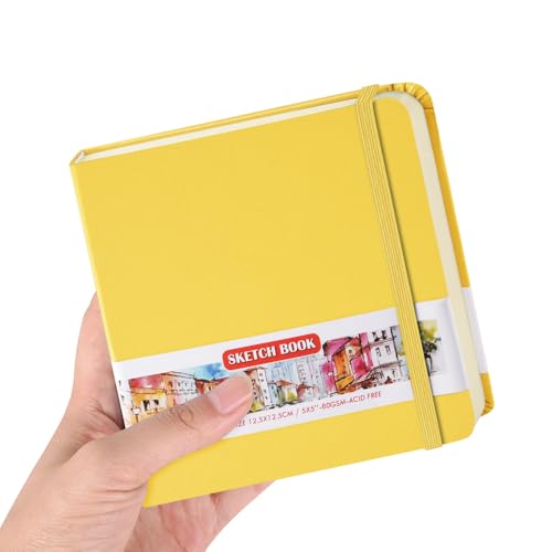 Image of 5x5 Pocket Sketch Book,80gsm Hardcover Art Sketchbook for Drawing Journal