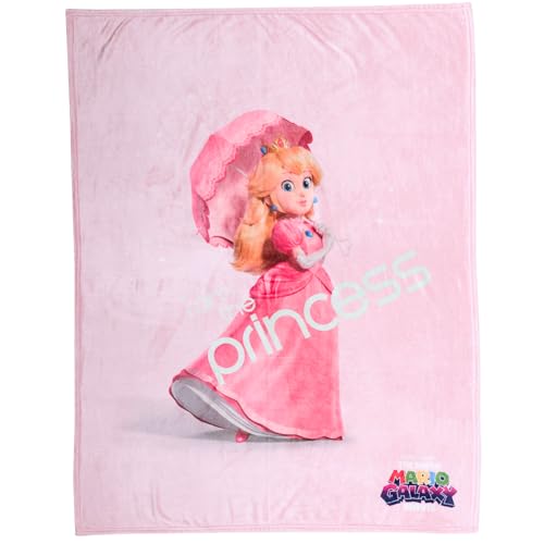 The Super Mario Galaxy Movie Throw Blanket Princess Peach Soft Cozy Decorative Blanket for Couch Bed or Gaming Room (100% Officially Licensed Product) By Franco Collectibles