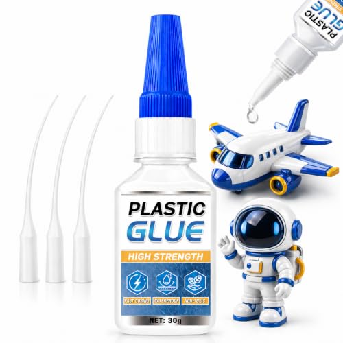 Image of Plastic Glue for Models & Miniatures, 30g Instant CA Adhesive with Precision Applicator, Strong Model Glue for PLA, ABS, PVC, Acrylic & 3D Print Repairs