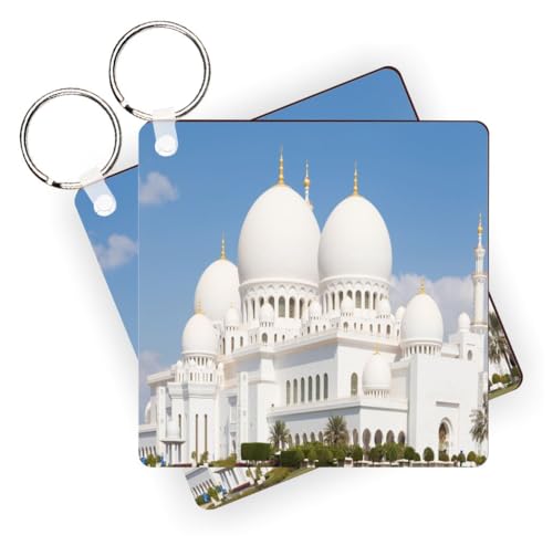 Island Gifting featuring Sheikh Zayed Grand Mosque in Abu Dhabi in UAE Key Chains Square (Set of 8)