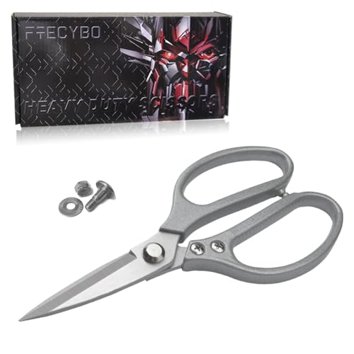 Image of Stainless Steel Utility, Ergonomic Handle Multi-Purpose Shears, Leather Scissors, All Metal Scissors, Black (8-Inch)