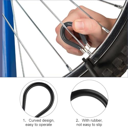 WOLMIK 2-Piece 6-in-1 Bicycle Spoke Wrench & Spanner Key for 10-15 Gauge Wheel Correction and Tension - Image 2