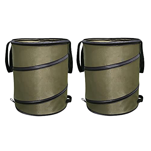 Image of Camping Trash Can, Pop-Up Trash Can /Recycle Bin, Reusable Yard Waste Bags /Lawn Bags /Leaf Bags, Car Garbage Can, Foldable Camping Recycling Bin 2-Pack (Green10gallons)