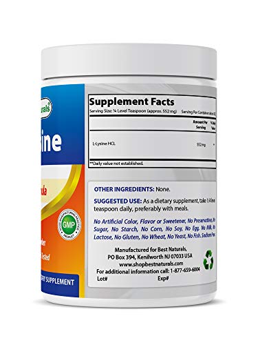 Best Naturals Lysine Powder, 1 Pound - 100% Pure (1 Lb (Pack Of 1)) #TOP4