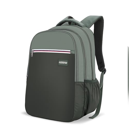 Image of American Tourister Nexa Style 01 | 36L Backpack | Casual Bag | 3 Compartments | School & College Backpack for Men and Women | Olive | 1 Yr Global Warranty