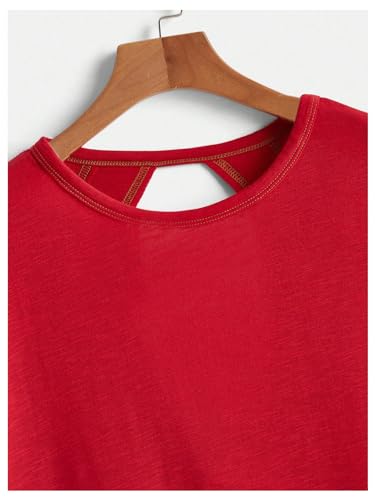 Image of SOLY HUX Women Open Back Tops Workout Backless Tee Casual Athletic Shirts Short Sleeve Oversized Gym T Shirt