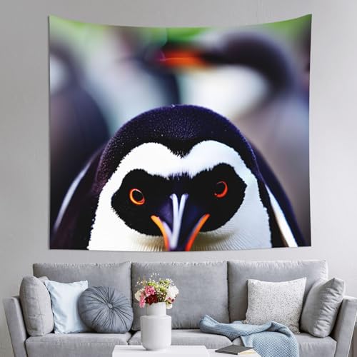 Tapisserie tête de pingouin tissu mural déco grand format 152x130 cm