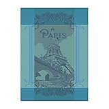 GARNIER-Thiebaut, Paris Seine, Turquoise French Jacquard Kitchen/Tea Towel, 100% Cotton