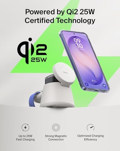 Belkin 3-in-1 Wireless Charging Station for Samsung Galaxy S26, Android - Qi2.2 25W Magnetic Charger for Pixel 10, iPhone 17, USB C Port for Galaxy, Pixel, & Apple Watch (Watch Charger Not Included) — view 6