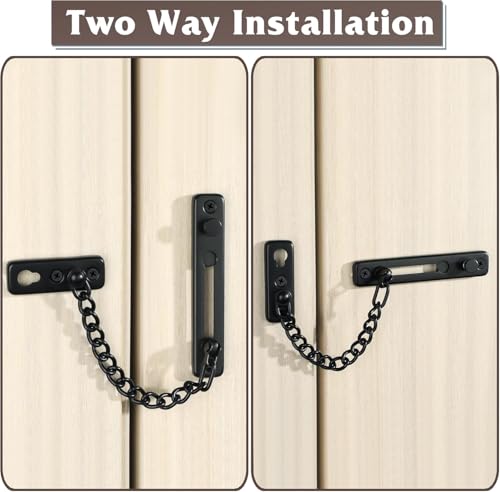 Image of DRUCILA 1Pcs Security Door Chain Lock Sturdy Door Lock Latch for Inside Door Stainless Steel Hotel Door Lock with Spring Button Door Locks for Kids Safety.(Chain Door Lock)