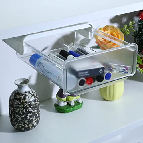 Under Desk Drawer Organizer, Under Desk Storage Attachable Drawer Slide-Out, Hidden Desk Organizer For Reduced Clutter Self-Adhesive Drawer For Office Home Office Kitchen （White） #TOP17