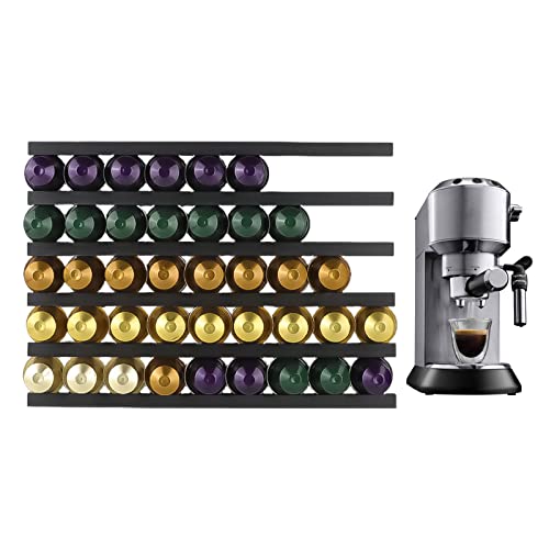 BestAlice 6 tiras de soporte para cápsulas de café, rayas magnéticas y adhesivos adicionales, adecuado para montarse vertical u horizontalmente en paredes o armarios, color negro Cover