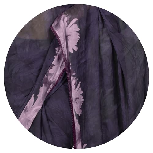 Image of MIRCHI FASHION Women Saree Floral Print Chiffon | Lightweight Festive Occasion Sari for Farewell and Functions with Unstitched Blouse Piece