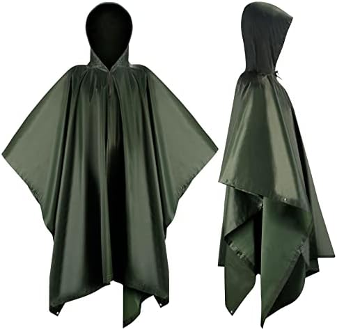 Infreecs Waterproof Rain Cape Raincoat, Rain Poncho for outdoor Camping Military cycling traveling, Hooded Rainwear with Emergency Grommet Corners for Shelter Use