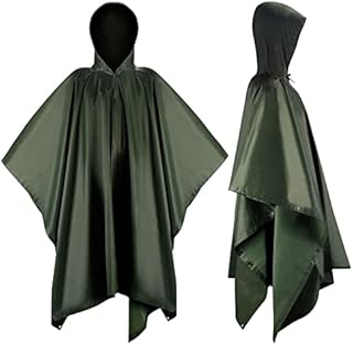 Infreecs Waterproof Rain Cape Raincoat, Rain Poncho for outdoor Camping Military cycling traveling, Hooded Rainwear with Emergency Grommet Corners for Shelter Use