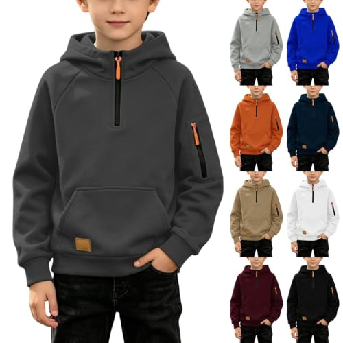 Hoodies for Boys Quarter Zip Sweatshirt Casual Fleece Hooded Pullover Tops - image 1