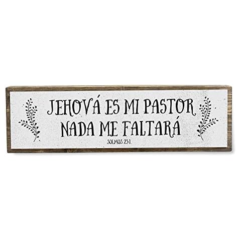 ANVEVO Jehova ES Mi Pastor Nada Me Faltara – Spanish Bible Verse – mensajes cristianos para decorar - Metal and Wood Sign Cover