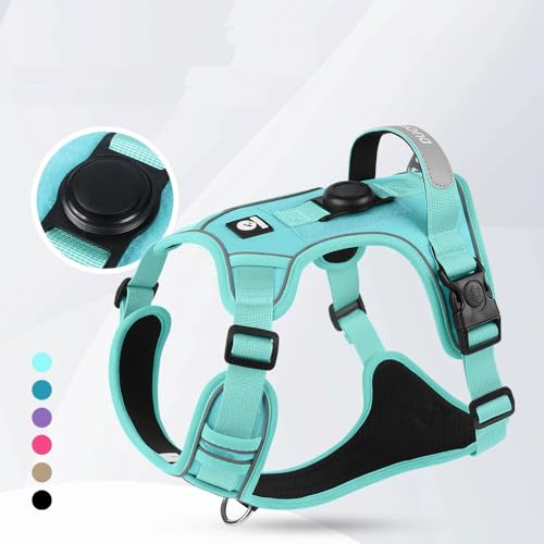 Image of No Pull Harness Working Training Easy Control Pet Vest with Handle-Dog Harnesses Reflective Adjustable with A Free Heavy Duty 5ft Dog Leash(Light Blue，M)