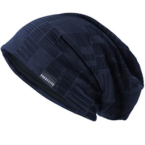 Ruphedy Men's Beanie Hat Long Slouch Thin Lightweight Soft Summer Beanie B090 - Blue - Large Cover