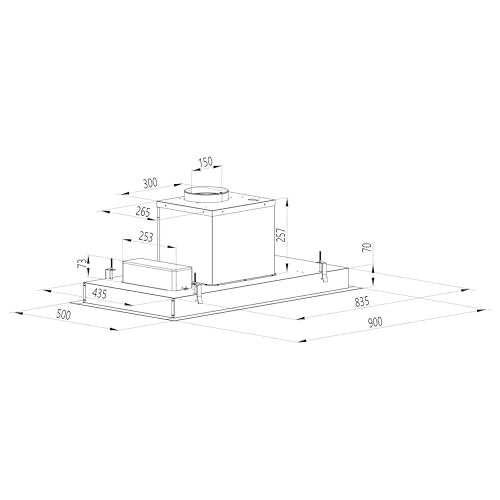 Cecotec Deckenintegrierte Dunstabzugshaube 90 cm Bolero Flux Tir 908000 Inox A++. Edelstahloptik, Saugleistung 800 m³/h, Fernbedienung, Kohlefilter, Booster