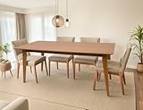 Mesa de Jantar Retangular 6 Lugares 180 x 90 cm pés em Madeira Maciça