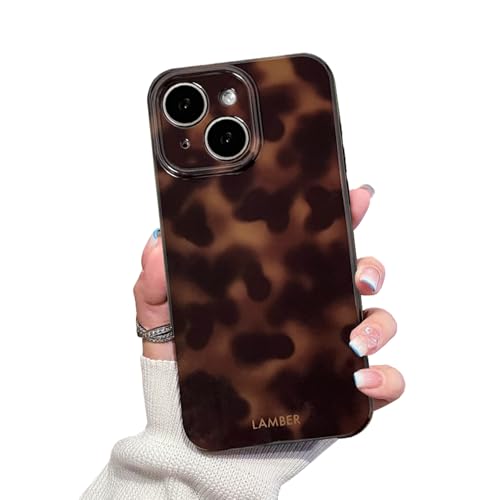 XQAGU Cute Phone Case for iPhone 14 Case Amber Leopard Full Camera Protective Slim Shockproof Aesthetic-Brown Amber