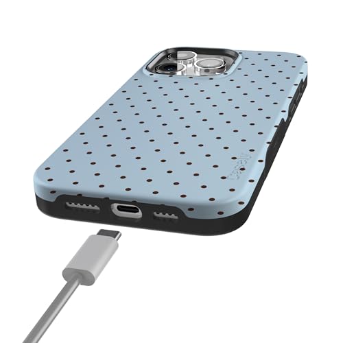 Coque iPhone 15 Pro Max Antichoc Originale Bleue à Pois MagSafe