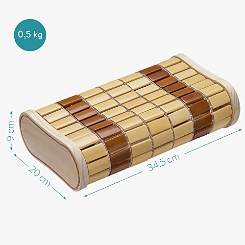 Navaris Bamboo Sauna Neck Rest - Wooden Wood Pillow for Relaxing Home Gym Saunas Spa Spas Steam Rooms - Sauna Accessory - 13.6" x 8" x 4" - Thumbnail 3