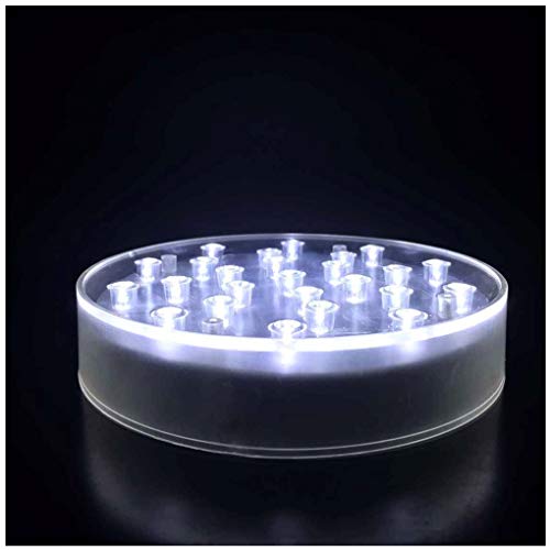 Image of Led Light Base 6 Inch Round LED Pedestal Display Stand for Home Decoration | Round light base, USB charging & battery dual power supply, fits crystal glass art, vase, mini Eiffel Tower ornament