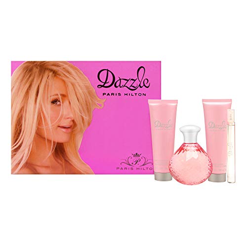 Paris Hilton Paris Hilton Dazzle for Women 4piece Set Includes: 4.2 Oz Eau De Toilette + 0.34 Oz Eau De Parfum Rollerball + 3.0 Oz Body Lotion + 3.0 Oz Shower Gel