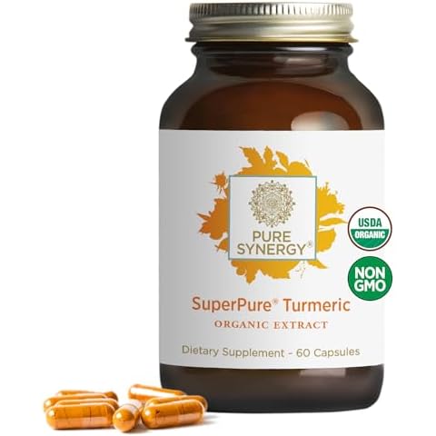Pure Synergy SuperPure Turmeric Extract | Organic Turmeric Curcumin Supplement | 500 mg Turmeric Extract Capsules | Potent Support for Immune and Joint Health (60 Capsules) Cover