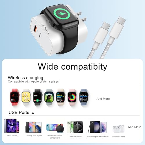 VONUV 3-in-1 20W Charger w/ USB-C / USB-A Port & Wireless Adapter for Apple Watch - image 6