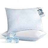Blue Ridge Home Fashions Cooling Bed Pillows Queen Size Set of 2, Reversible Cooling & Cotton Fabric, Medium Firm, Down Alternative Breathable for Hot, Side, Back & Stomach Sleepers, 20' x 28'