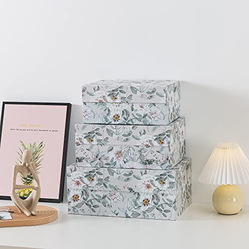 Soul & Lane Decorative Magnetic Storage Boxes, Charming Flowers - Set Of 3: Floral Memory Keepsake Boxes With Lids, Cardboard Photo Storage For Organizing And Home Décor, Large Pretty Gift Boxes #TOP3