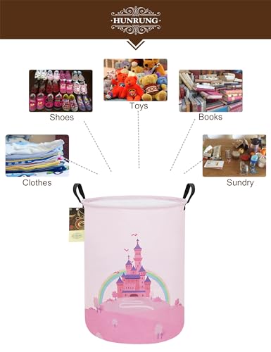 HUNRUNG Laundry Hamper for Girls Collapsible Princess Castle Storage Basket with Handles - Image 3